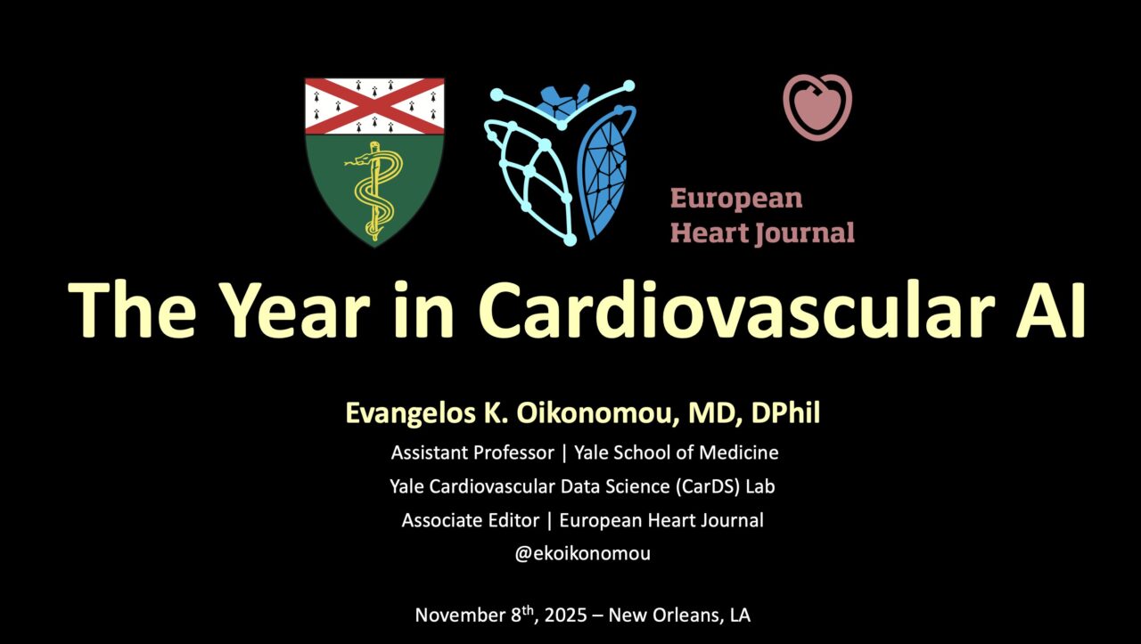 Evangelos K. Oikonomou Presenting "The Year in Cardiovascular AI" at AHA25 1 Evangelos K. Oikonomou Presenting "The Year in Cardiovascular AI" at AHA25