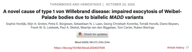Sophie Hordijk on A New Cause of the Hereditary Bleeding Disorder of VWD Type 1