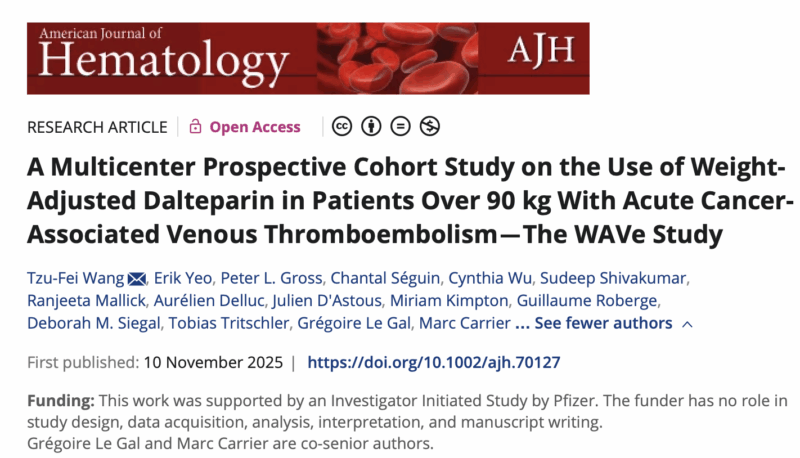 Marc Carrier: Proud to Share the Results of the WAVe Study