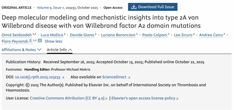 Omid Seidizadeh Shares Deep Molecular Modeling and Mechanistic Insights into Type 2 VWD