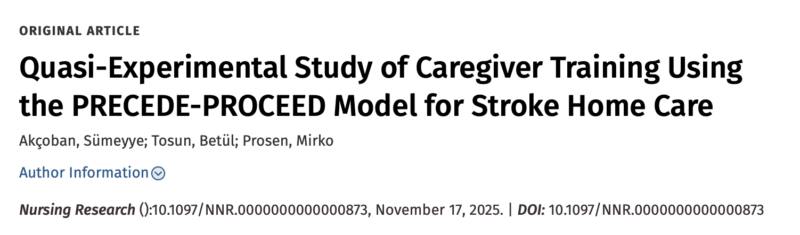 Mirko Prosen on Caregiver Training Using the PRECEDE-PROCEED Model for Stroke Home Care