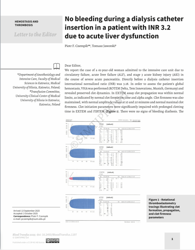Piotr Czempik: Rethinking Coagulation in Acute Liver Dysfunction