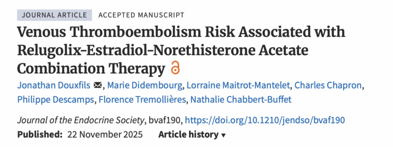Jonathan Douxfils on VTE Risk Associated With Relugolix–Estradiol–Norethisterone Acetate Combination