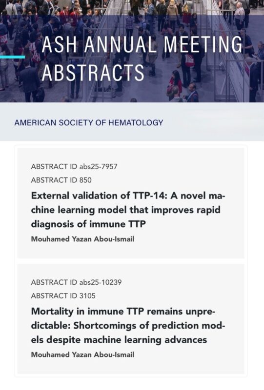 Yazan Abou Ismail to Present Insights on AI Models in TTP at 67th ASH Annual Meeting