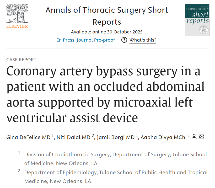 Aabha Divya: Thrilled to Share Our Latest Publication in Annals of Thoracic Surgery Short Reports! 1 Aabha Divya: Thrilled to Share Our Latest Publication in Annals of Thoracic Surgery Short Reports!