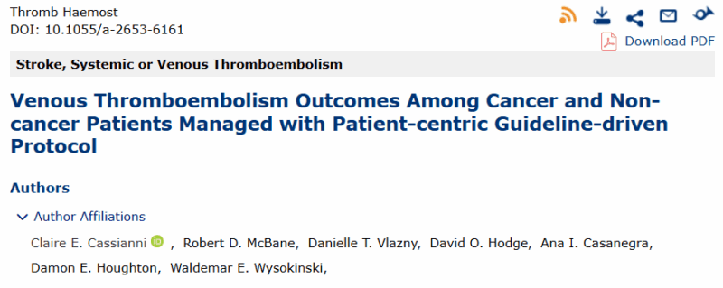 VTE Outcomes Among Cancer and Non-Cancer Patients 1 VTE
