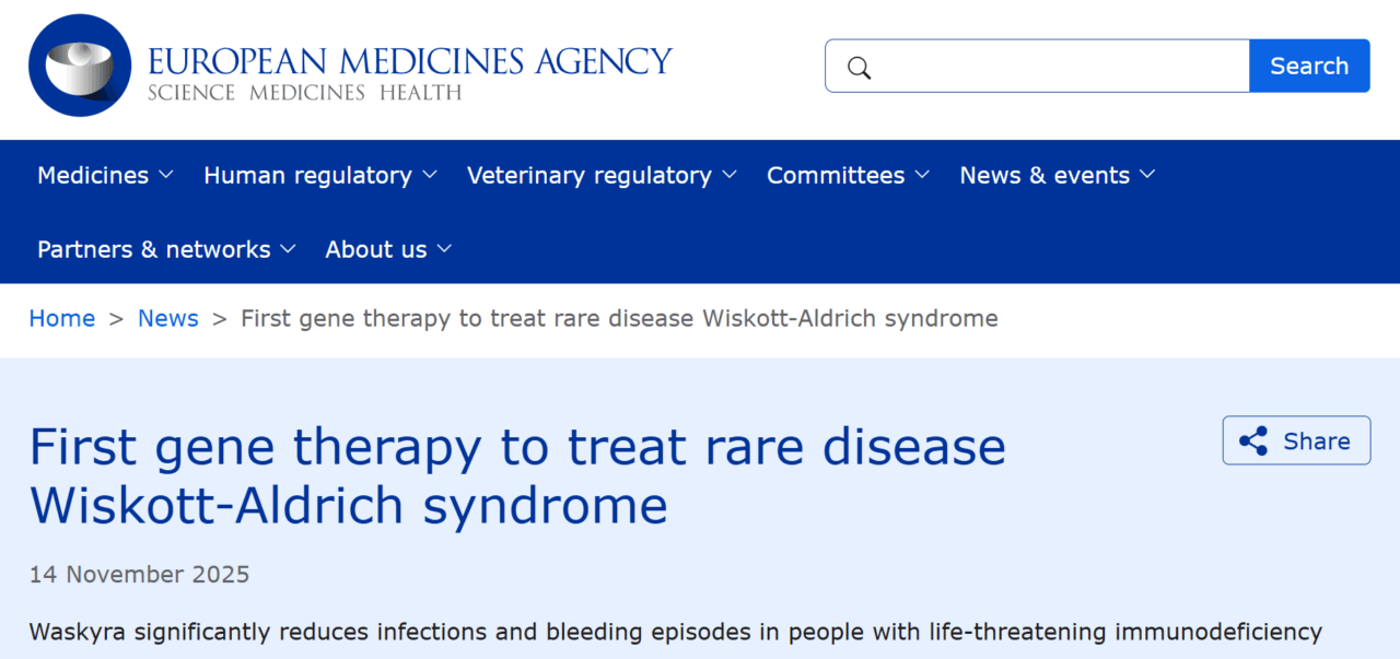 Ilona Reischl Shared a New Article About Wiskott-Aldrich Syndrome