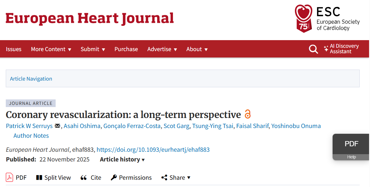 Coronary Revascularization․ New EHJ Review Offers a Long-Term Outlook