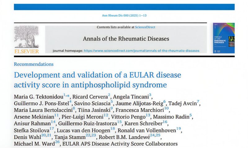 Development and Validation of EULAR Score for APS Activity 1 EULAR