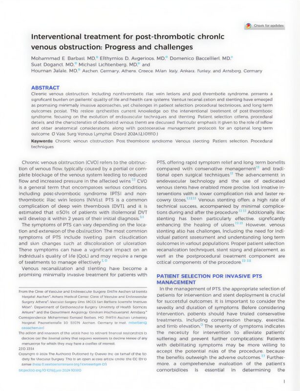 Jan Sloves: Top Takeaways on Modern PTS Recanalization Strategies 1 Venous Obstruction