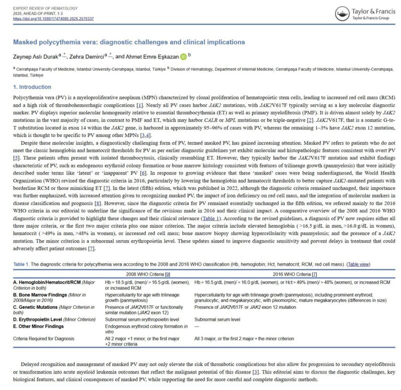 Zehra Demirci on Diagnostic Challenges and Clinical Implications in Polycythemia Vera 1 Zehra Demirci on Diagnostic Challenges and Clinical Implications in Polycythemia Vera