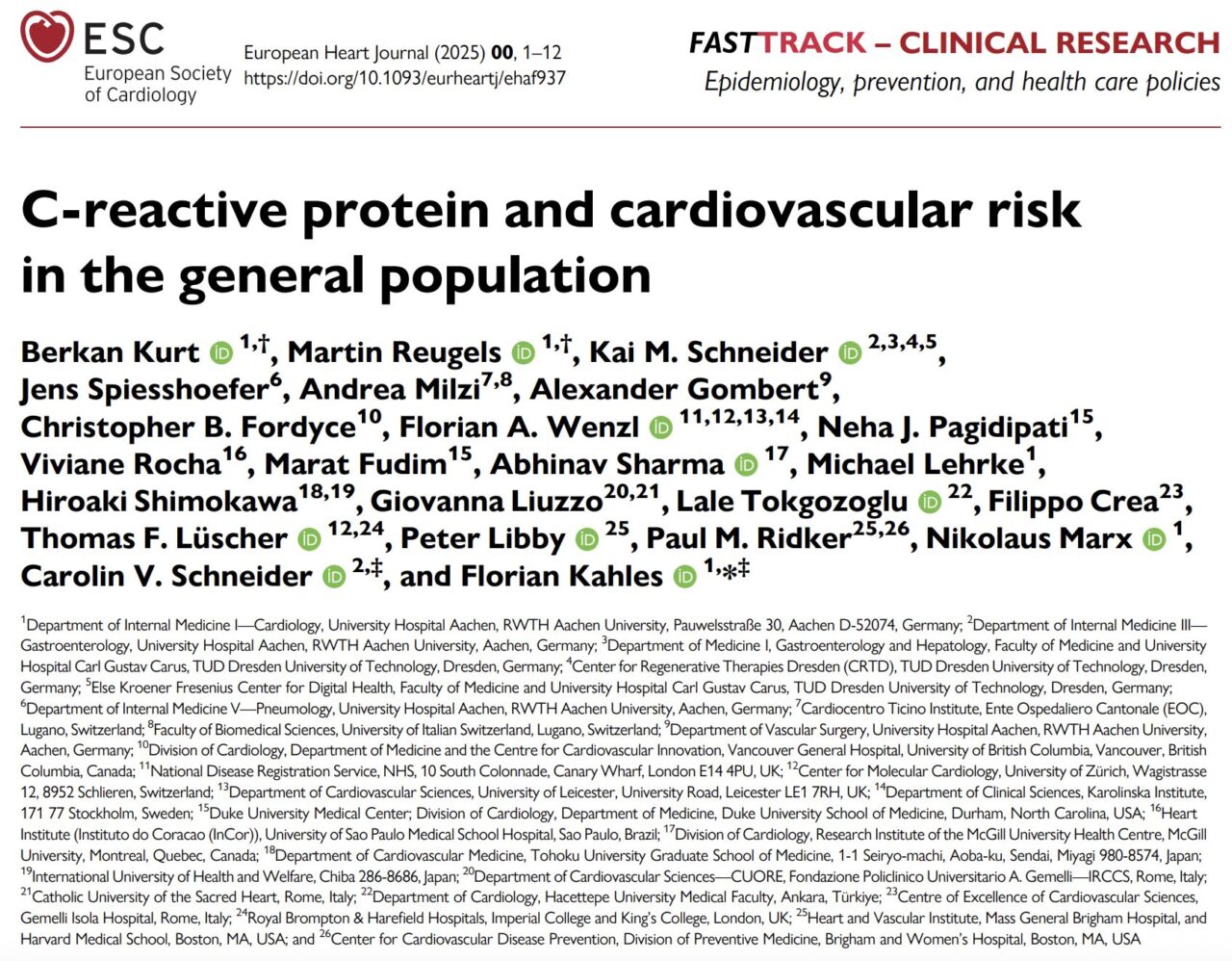 C-Reactive Protein and Cardiovascular Risk in the General Population: A European Heart Journal Study by Berkan Kurt et al. 2 C-Reactive Protein and Cardiovascular Risk in the General Population: A European Heart Journal Study by Berkan Kurt et al.