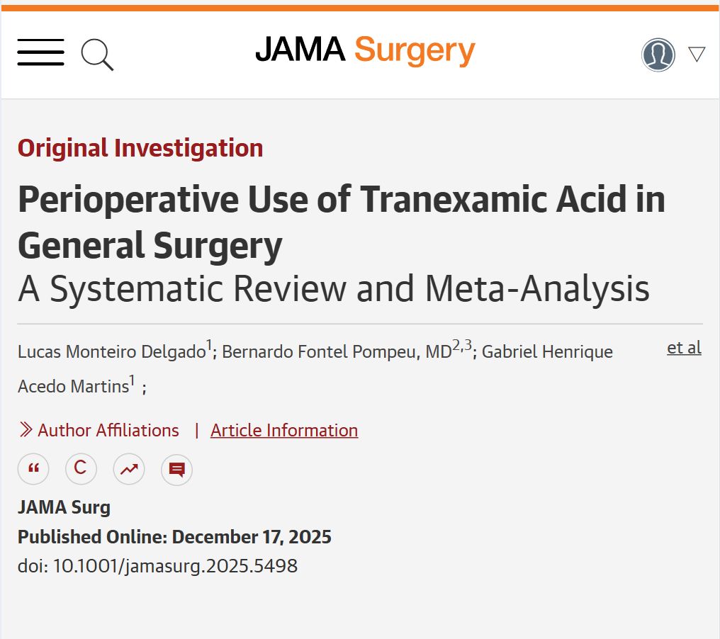 Heghine Khachatryan: New Evidence in Perioperative Hemostasis - Clinical Value of Perioperative TXA Use in General Surgery 1 Heghine Khachatryan: New Evidence in Perioperative Hemostasis - Clinical Value of Perioperative TXA Use in General Surgery