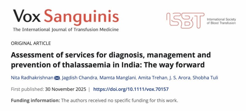 Nita Radhakrishnan Shares The Results of Nationwide Survey on Services for Thalassemia in India
