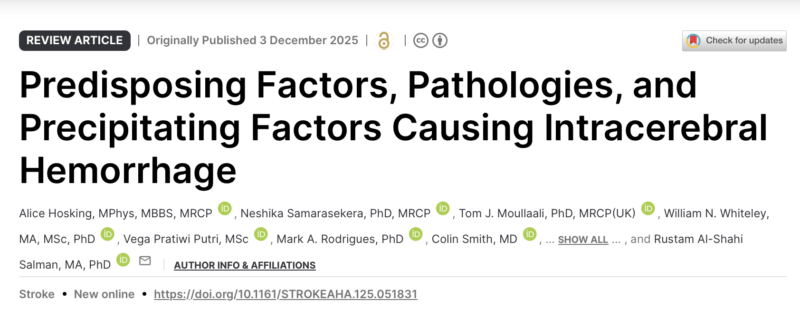 Rustam Al Shahi Salman on Stroke Due to Intracerebral Haemorrhage