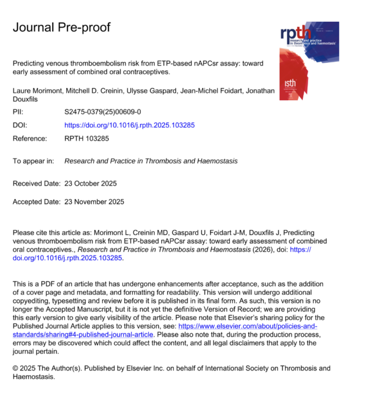 Jonathan Douxfils: Can We Estimate the VTE Risk of a Pill Before a Million Women Use It? 1 Jonathan Douxfils: Can We Estimate the VTE Risk of a Pill Before a Million Women Use It?