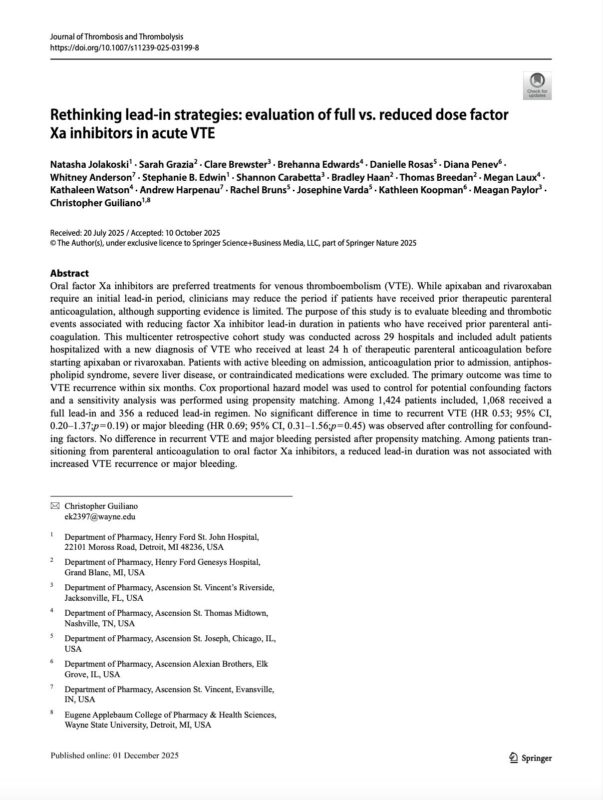 Natasha Jolakoski on Rethinking Lead-in Strategies in VTE 1 Natasha Jolakoski on Rethinking Lead-in Strategies in VTE