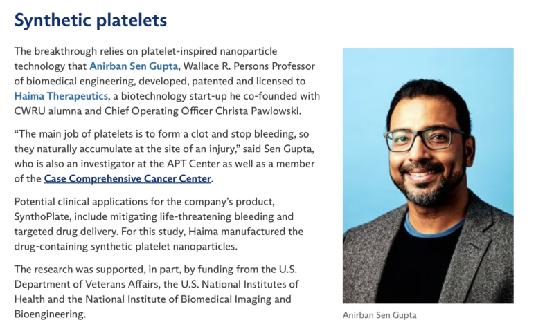 Anirban Sen Gupta on Synthetic Platelets 1 Anirban Sen Gupta on Synthetic Platelets