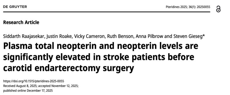 Siddarth Raajasekar on Neopterin Association with Stroke and Carotid Endarterectomy
