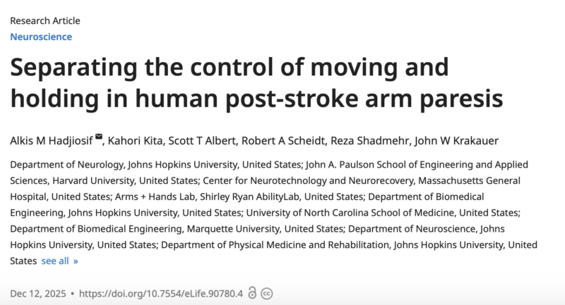 James McLoughlin on Post-Stroke Arm Paresis: Interesting Look at Different Motor Control Modes