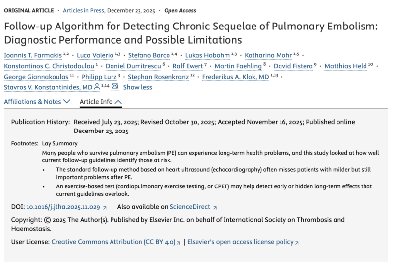 Ioannis Farmakis on Detecting Chronic Sequelae of Pulmonary Embolism 1 Ioannis Farmakis on Detecting Chronic Sequelae of Pulmonary Embolism