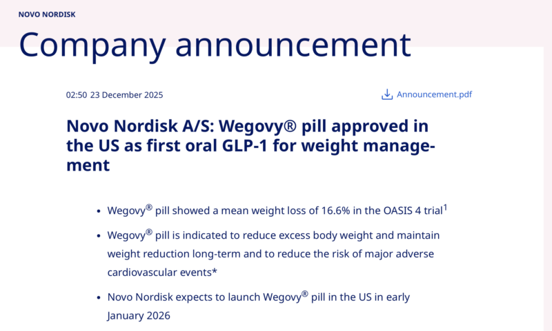 Danielle Gilliam on FDA's Approval of Wegovy Pill from Novo Nordisk