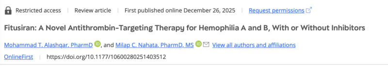 Mohammad Alashqar Shares Fitusiran Review for Hemophilia A and B, With or Without Inhibitors 1 Mohammad Alashqar Shares Fitusiran Review for Hemophilia A and B, With or Without Inhibitors