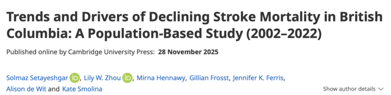 Solmaz Setayeshgar on Stroke Mortality in British Columbia