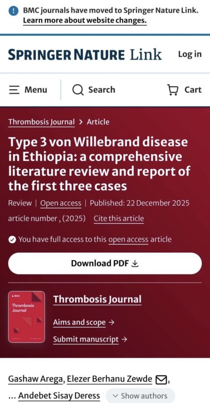Elezer Berhanu Zewde on Type 3 von Willebrand Disease in Ethiopia