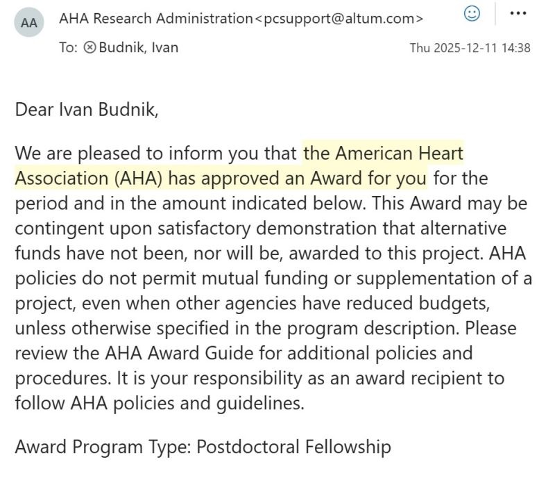 Ivan Budnik Awarded AHA Postdoctoral Fellowship! Aiming to Improve DVT Long-term Outcomes 1 Ivan Budnik Awarded AHA Postdoctoral Fellowship! Aiming to Improve DVT Long-term Outcomes
