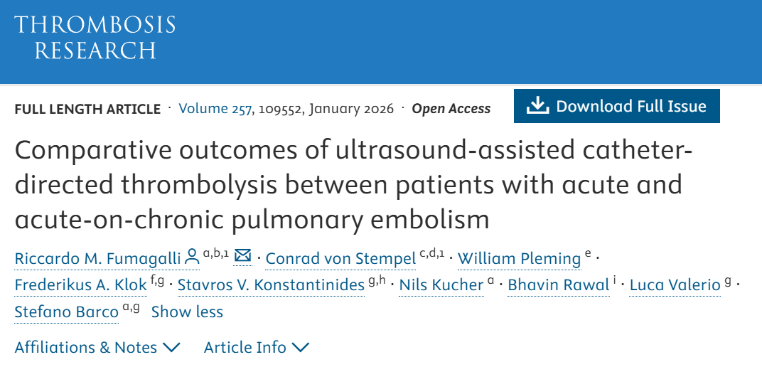 Stefano Barco and Colleagues Comparative Outcomes of Ultrasound-Assisted Catheter-Directed Thrombolysis
