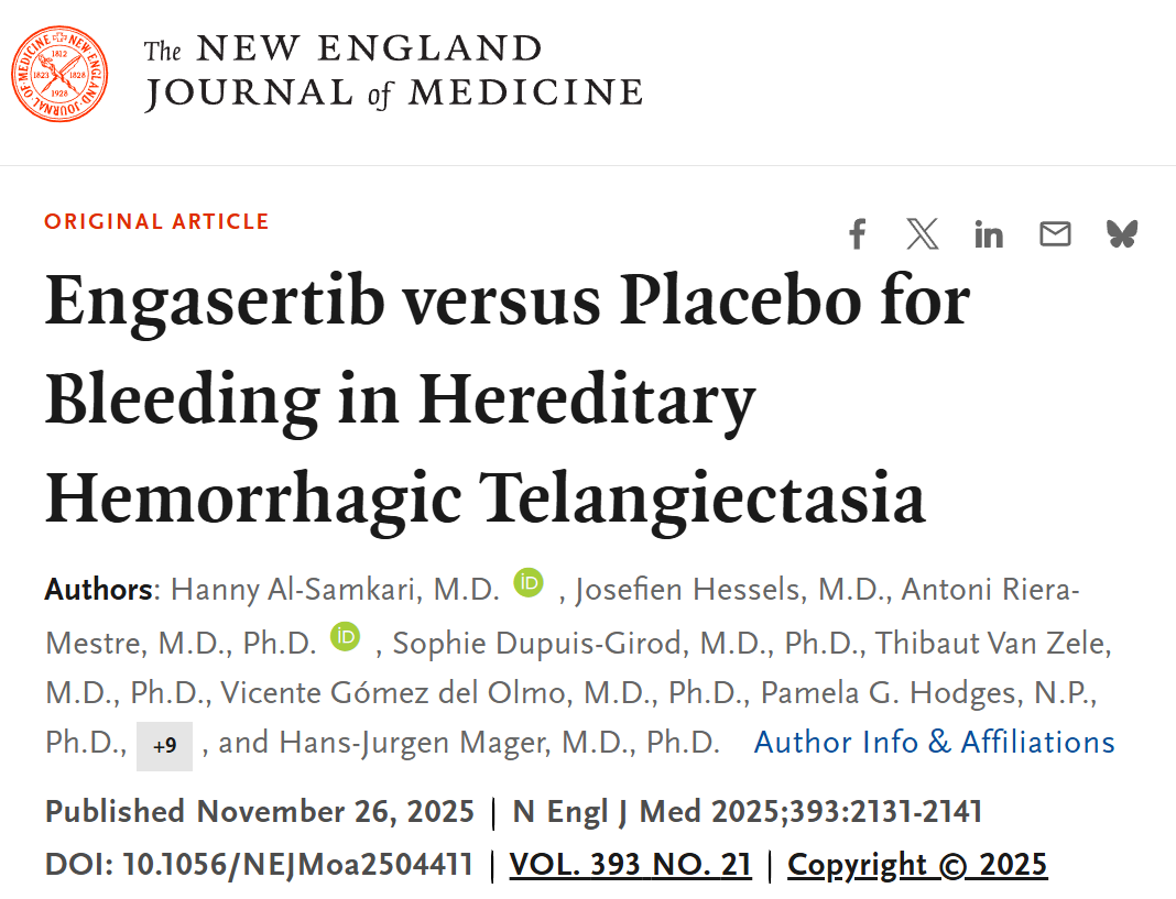 Wolfgang Miesbach - New Hope for Hereditary Haemorrhagic Telangiectasia: First Trial Results for Engasertib Published in NEJM 1 Wolfgang Miesbach - New Hope for Hereditary Haemorrhagic Telangiectasia: First Trial Results for Engasertib Published in NEJM
