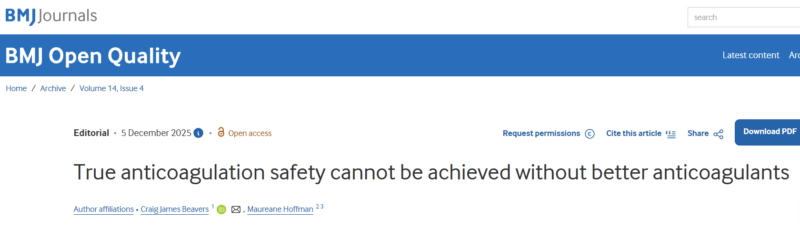 Craig Beavers: True Anticoagulation Safety Cannot Be Achieved Without Better Anticoagulants 1 Craig Beavers