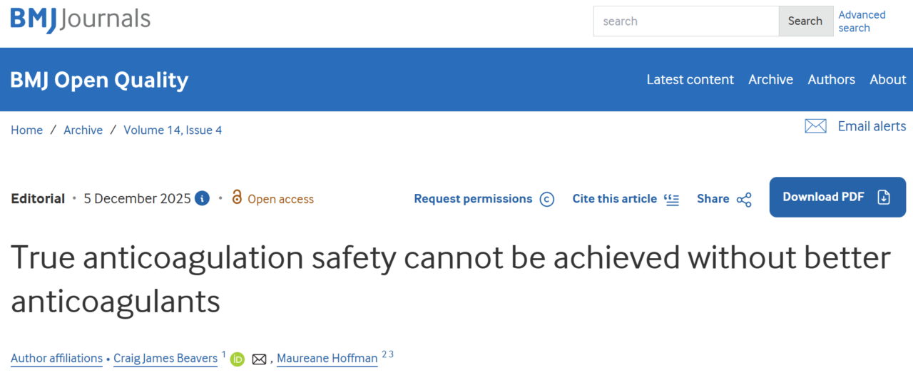 Craig Beavers Challenges the Field: We Need Better Drugs for True Anticoagulation Safety