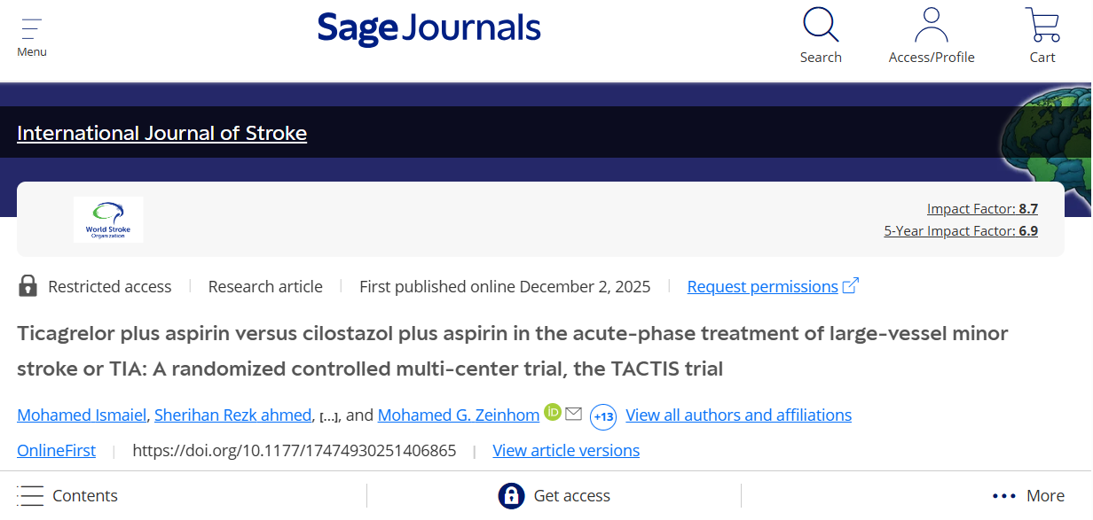 Heghine Khachatryan: New Evidence in Secondary Stroke Prevention: Cilostazol + Aspirin vs Ticagrelor + Aspirin