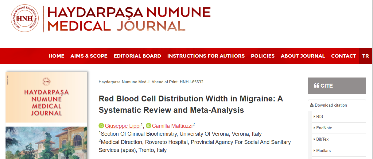 Giuseppe Lippi on RBC Distribution Width in Migraine