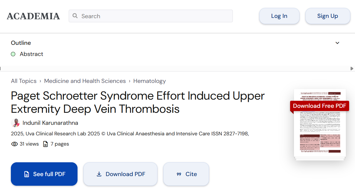 Schroetter Syndrome: Effort-Induced Upper Extremity DVT Explained