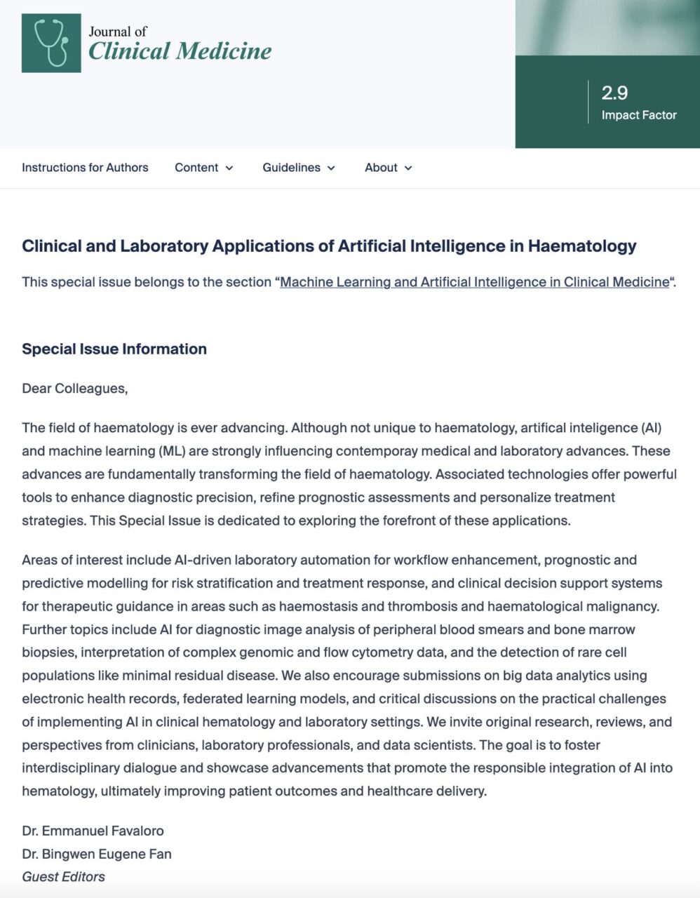 Clinical and Laboratory Applications of Artificial Intelligence in Haematology by Emmanuel J Favaloro and Eugene Fan