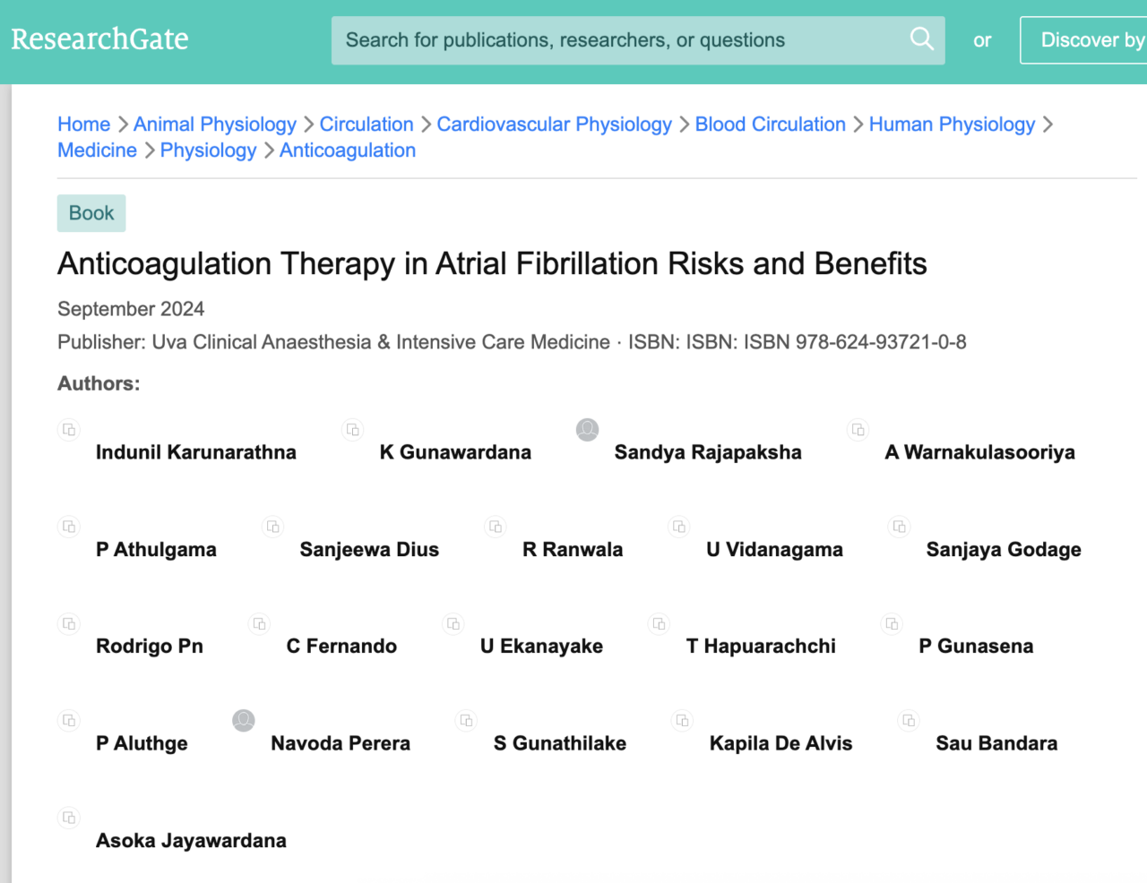 Indunil Karunarathna: Anticoagulation Therapy in Atrial Fibrillation Risks and Benefits 1 Indunil Karunarathna: Anticoagulation Therapy in Atrial Fibrillation Risks and Benefits