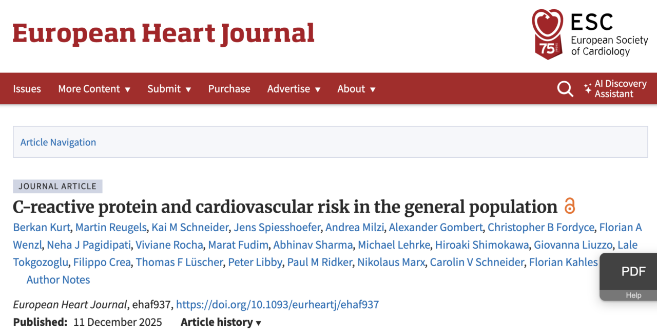 Predictive Value of CRP in the General Population by Lale Tokgözoğlu and Colleagues 1 Predictive Value of CRP in the General Population by Lale Tokgözoğlu and Colleagues