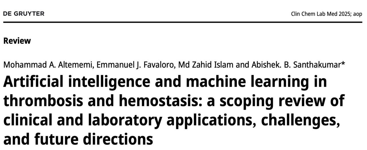 Mohammad Altememi: Artificial Intelligence and Machine Learning in Thrombosis and Hemostasis