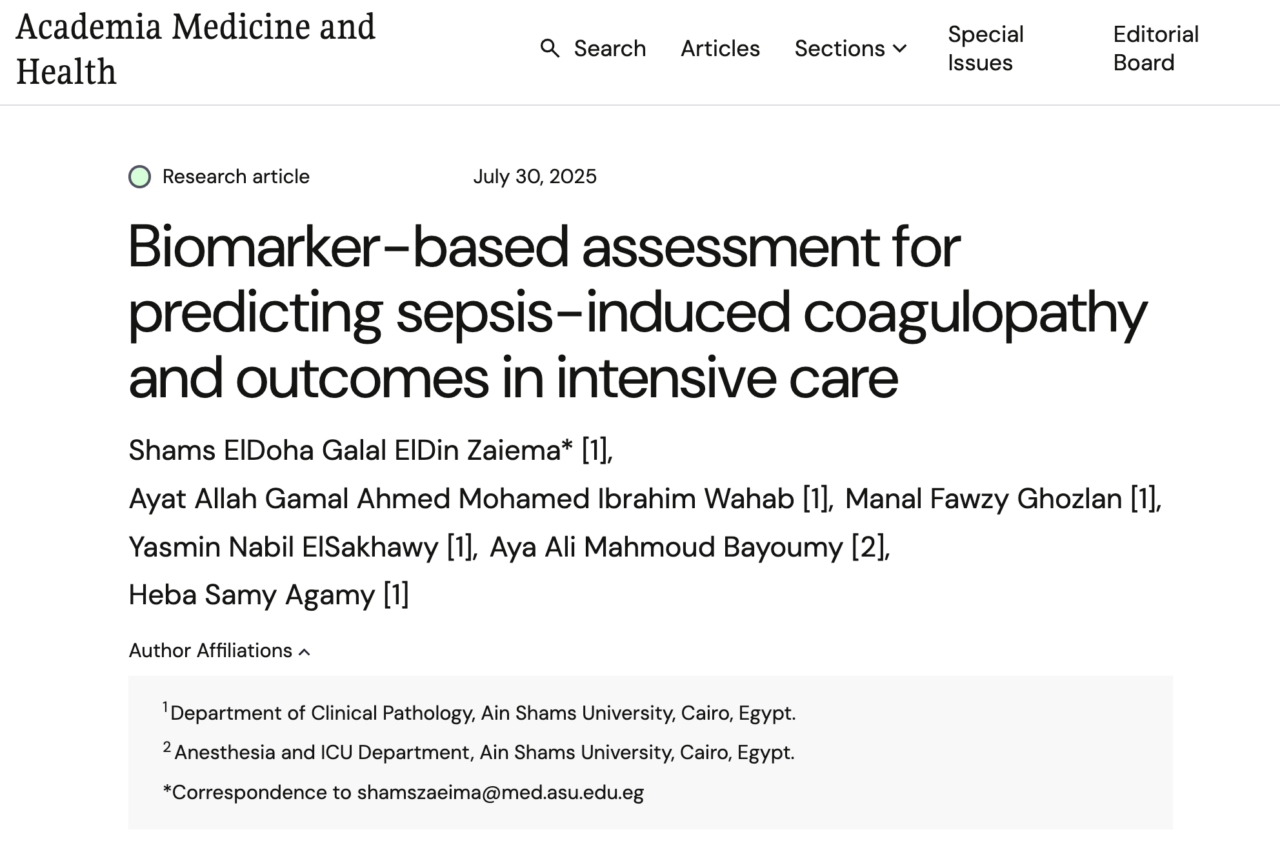 Halima Salisu Kabara: Biomarker-Based Assessment for Predicting Sepsis-Induced Coagulopathy and Outcomes in Intensive Care
