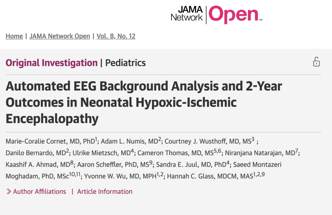 Sandra Juul: Automated EEG Background Analysis and 2-Year Outcomes in Neonatal Hypoxic-Ischemic Encephalopathy