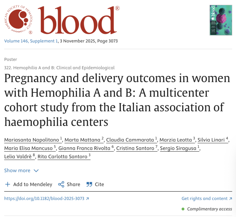 Mariasanta Napolitano on Pregnancy and Delivery Outcomes in Women with Hemophilia