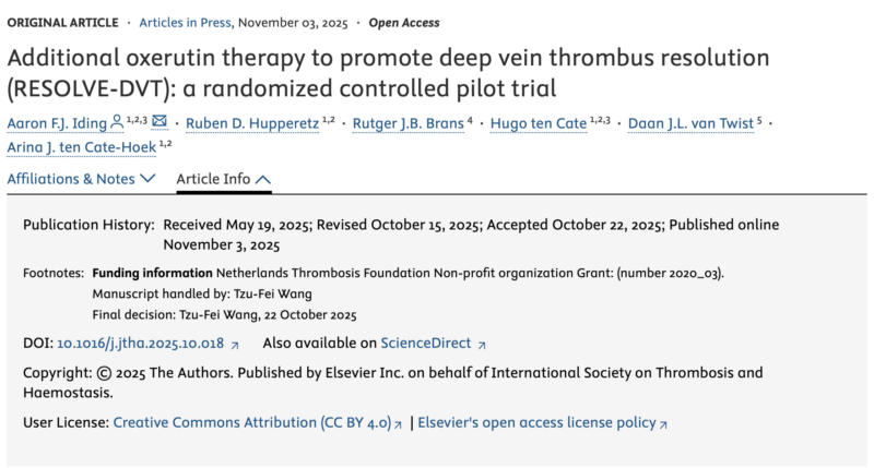 Aaron Iding and Colleagues on Additional Oxerutin Link to DVT 1 Aaron Iding and Colleagues on Additional Oxerutin Link to DVT