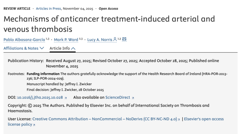 Pablo Albasanz-García and Colleagues on Anticancer Treatment-Induced Arterial and Venous Thrombosis
