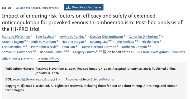 Gregory Piazza on The Effect of Enduring Risk Factors in Provoked VTE