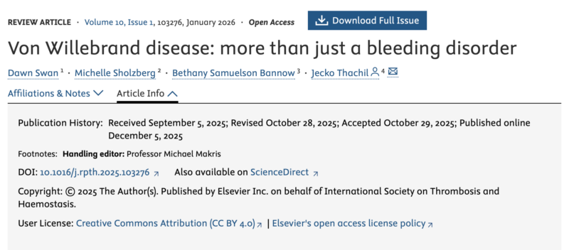 Jecko Thachil Shares a Perspective on von Willebrand Disease