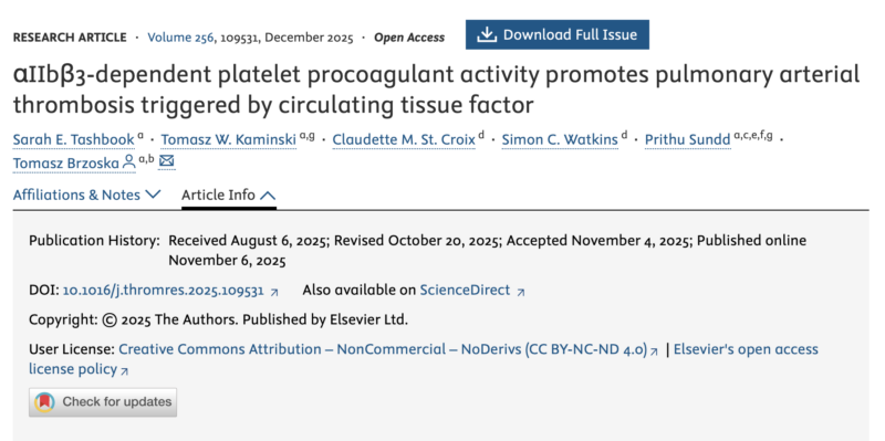 Tomasz Brzoska on The Role of Circulating TF in Pulmonary Arterial Thrombosis