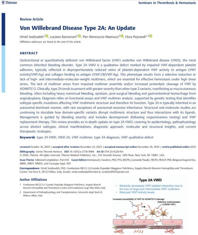 Emmanuel J Favaloro Shares the 1st Article in a VWD Series Marking the 100-Year Anniversary